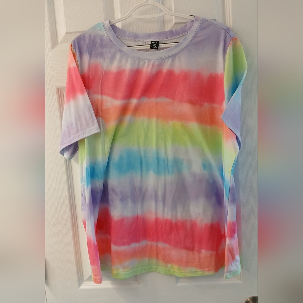 SHEIN Curve Sherbet Tie‑Dye Stripe Top – Size 2XL – Gently Used